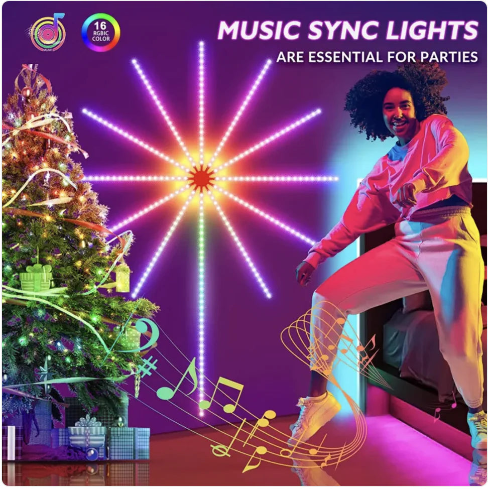 LED Firework Lights with Music Sync & Remote Control