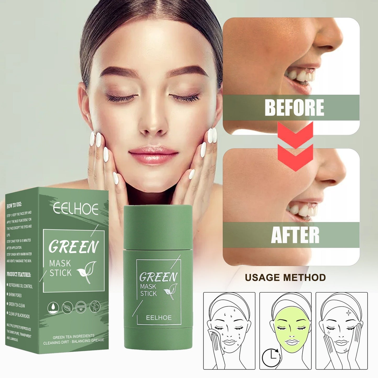 Green Tea Solid Facial Mask Stick