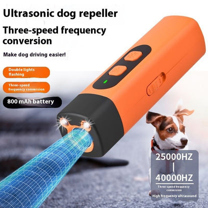 Ultrasonic Rechargeable Dog Repeller with LED Flashlight