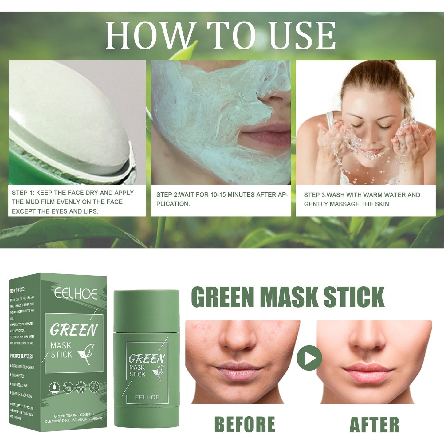 Green Tea Solid Facial Mask Stick
