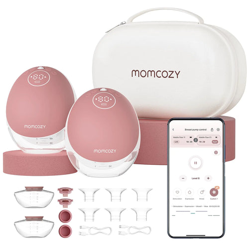 Momcozy Breast Pump Hands Free Mobile Flow | M9 App Discreet Control with Personalized Multi-Modes & 15 Levels Independent Breastmilk Storage Wearable Breast Pump M9 24mm 2 Pack