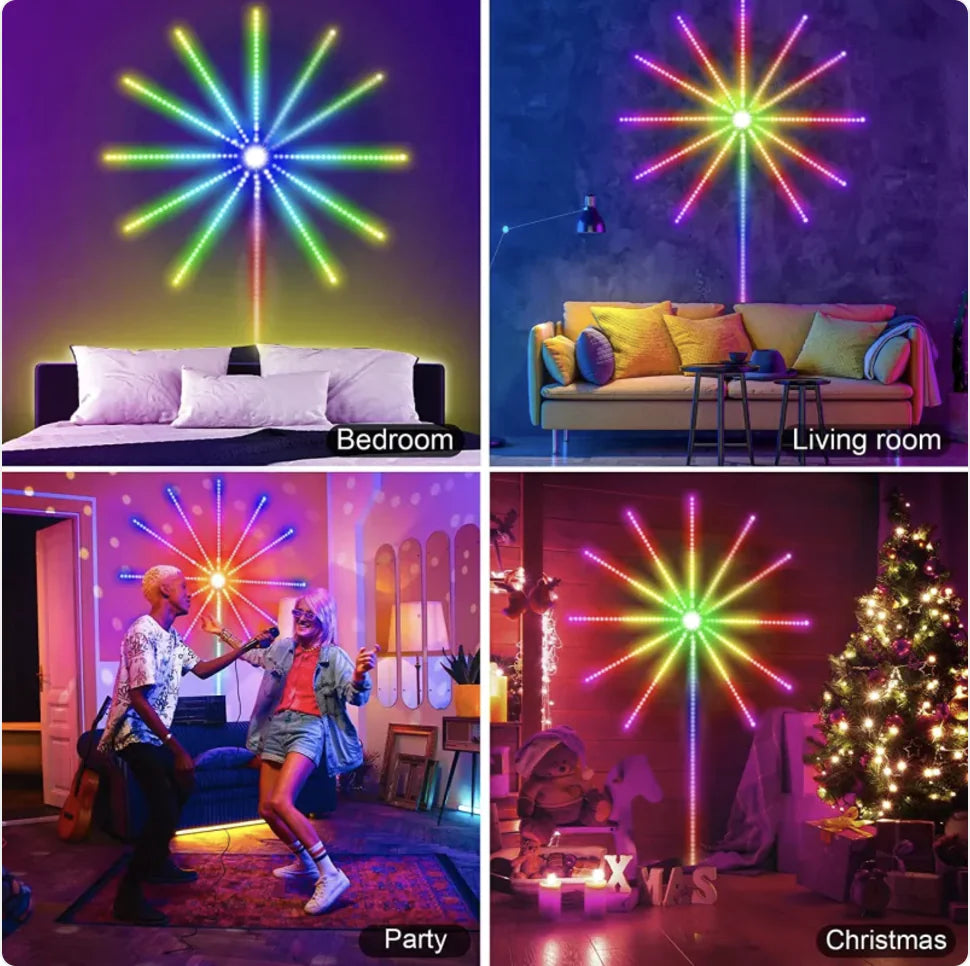 LED Firework Lights with Music Sync & Remote Control
