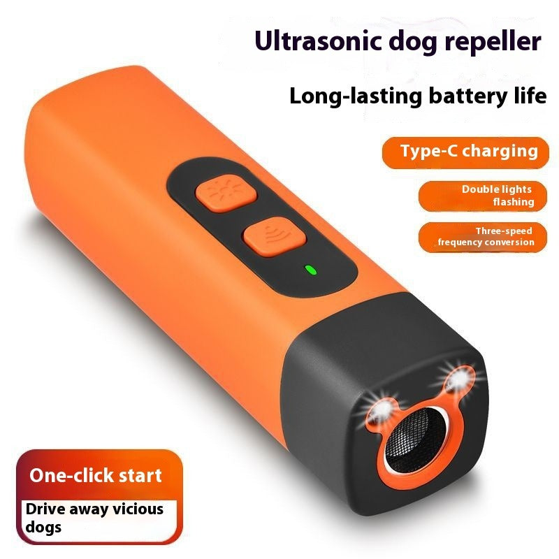 Ultrasonic Rechargeable Dog Repeller with LED Flashlight
